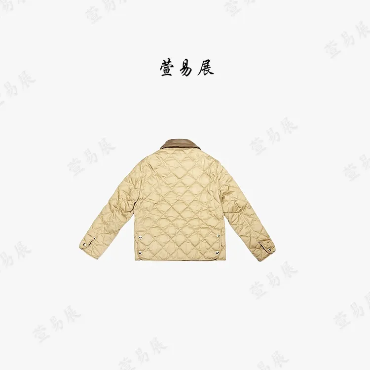萱易展-白鹅绒绵羊皮领复古棱型格纹羽绒服YY-092302