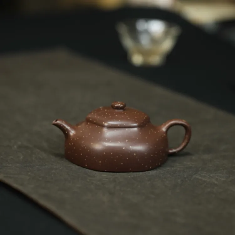 六方静乐·铺砂·全手工           /容量155cc/紫泥 
