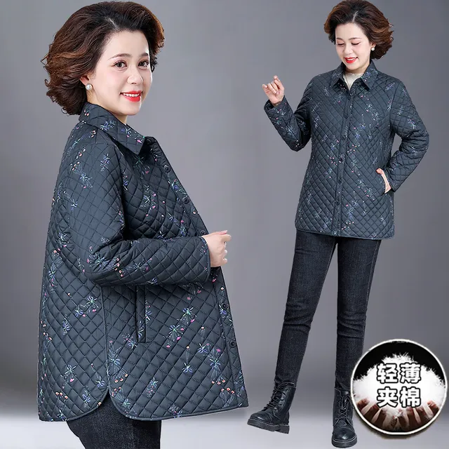 妈妈秋装外套洋气新款奶奶装小棉袄中老年女冬季短款轻薄服