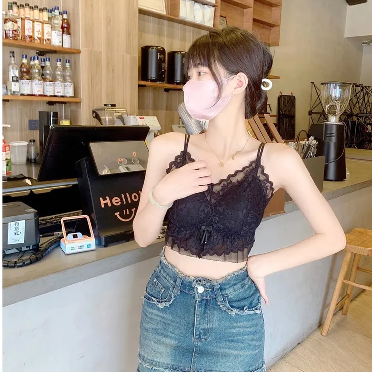 蕾丝吊带辣妹短款美背纯欲风网红性感内搭外穿背心夏季内衣打底