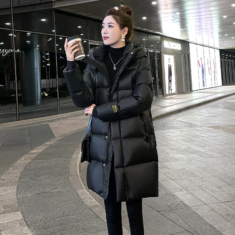 韩版连帽中长款棉服外套女2025冬季新款加厚保暖宽松显瘦大码棉衣