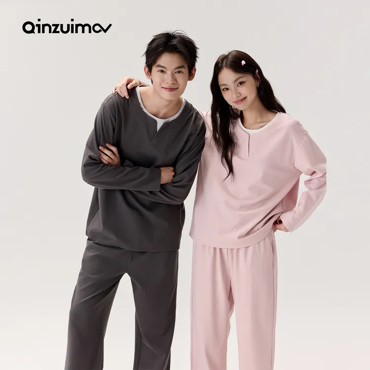 亲嘴猫【巨柔软】莫代尔棉可外穿长袖少女情侣睡衣家居服套装秋季