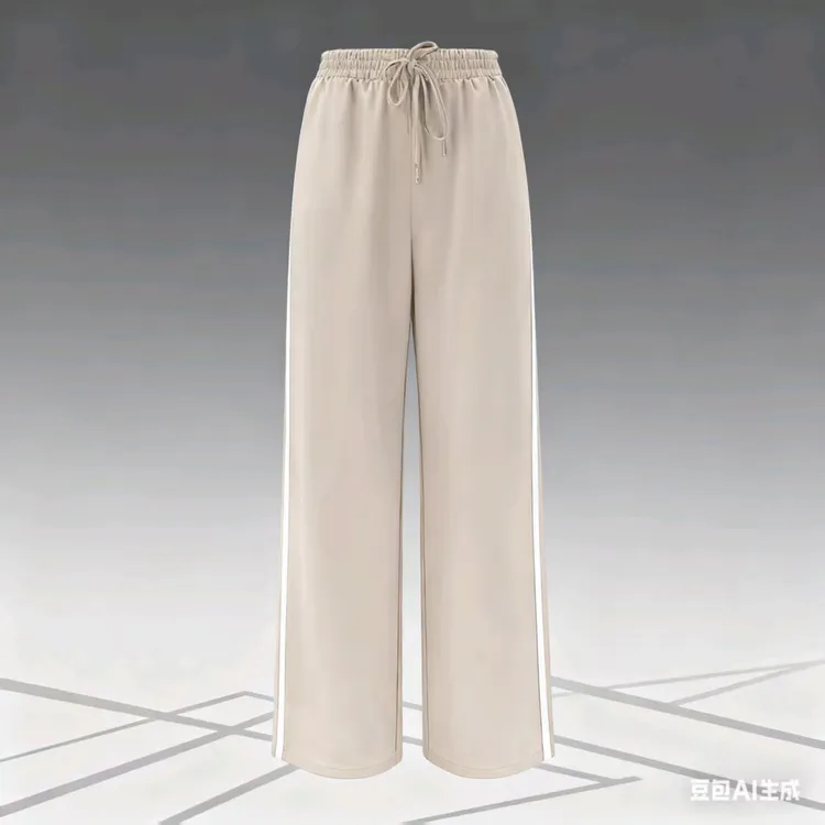 常规松紧腰高腰春秋夏季休闲裤城市运动风直筒裤