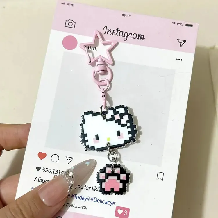 【喵喵】卡通kt猫咪像素挂件亚克力甜美少女心书包挂饰情侣钥匙扣