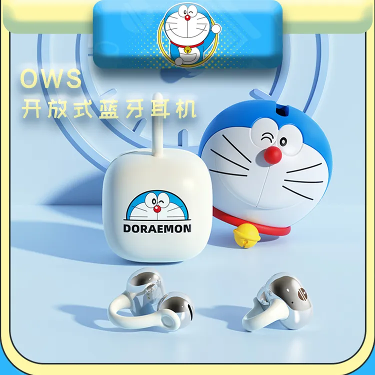 正品哆啦A梦开放式蓝牙耳机迪士尼卡通可爱女生耳夹通用安卓平果