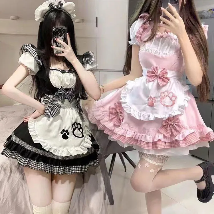 乌鲁木齐发货可爱女仆装软妹cos猫咪服lolita连衣裙洛丽塔女佣套