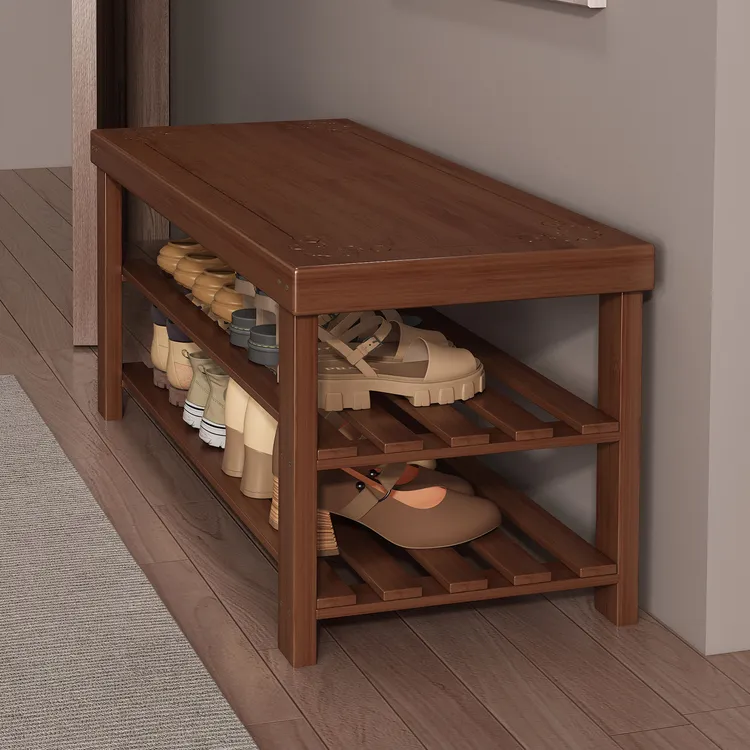 家用门口收纳换鞋凳中式复古风可坐鞋柜多功能坐凳置物架一体鞋架