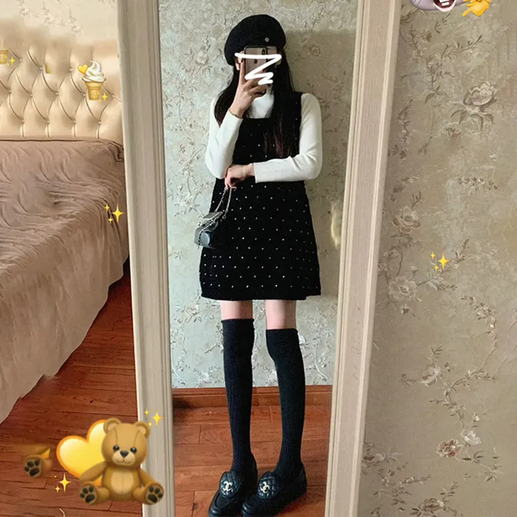 【钟钟shop】【现货+运补】早秋穿搭套装裙子女装秋冬季碎花包臀气质连衣裙J281