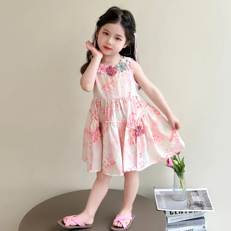 女童连衣裙夏季2025新款儿童洋气时髦小女孩碎花背心裙夏装公主裙