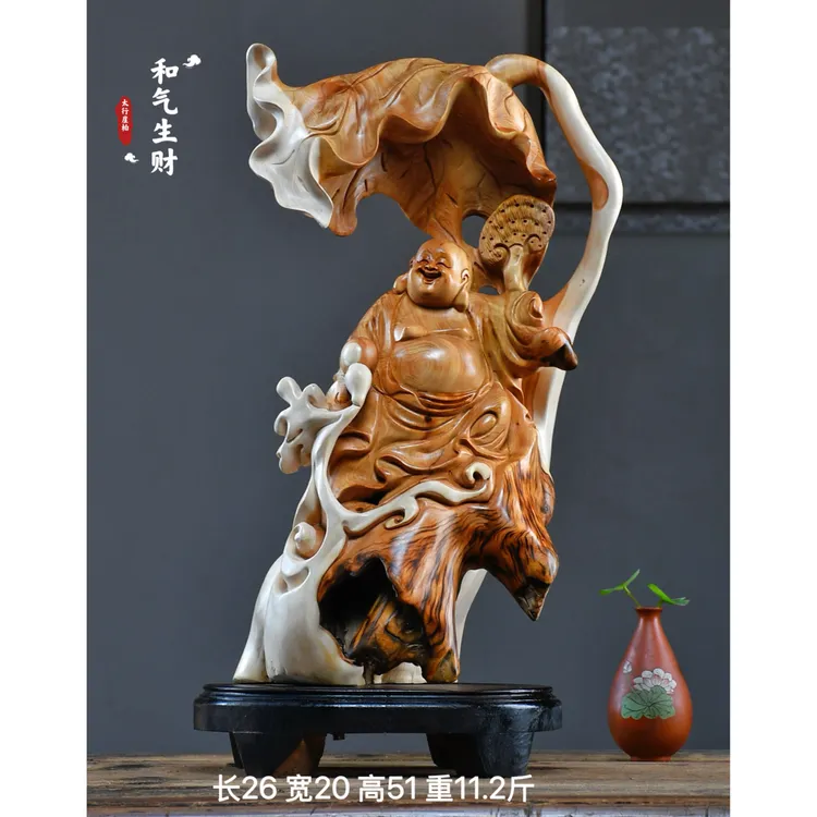 太行崖柏根雕摆件寿星弥勒佛达摩财神观音天然随型木雕雕件工艺品