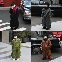 Jimmy妈童装【双层保暖】冬季新款儿童加绒加厚绗棉外套灯笼裤套装