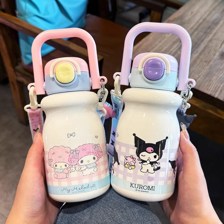 库洛米儿童保温杯女生水杯可爱小学生上学专用6-12岁便携保温水壶
