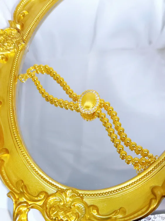 足金999一眼万年千金大小姐鸽子蛋黄金手链5G精工（附加598）