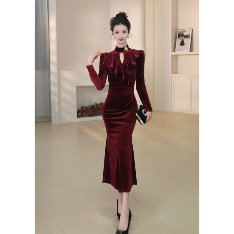 沐子的轻奢私藏【Mu/zi41134】晚礼服修身优雅显瘦气质法式连衣裙