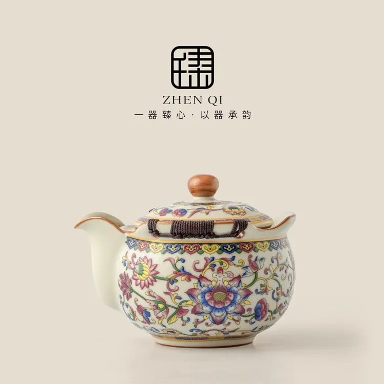 汝窑五彩盖碗茶杯单个高档防烫手抓壶家用茶碗泡茶单人饮功夫茶具