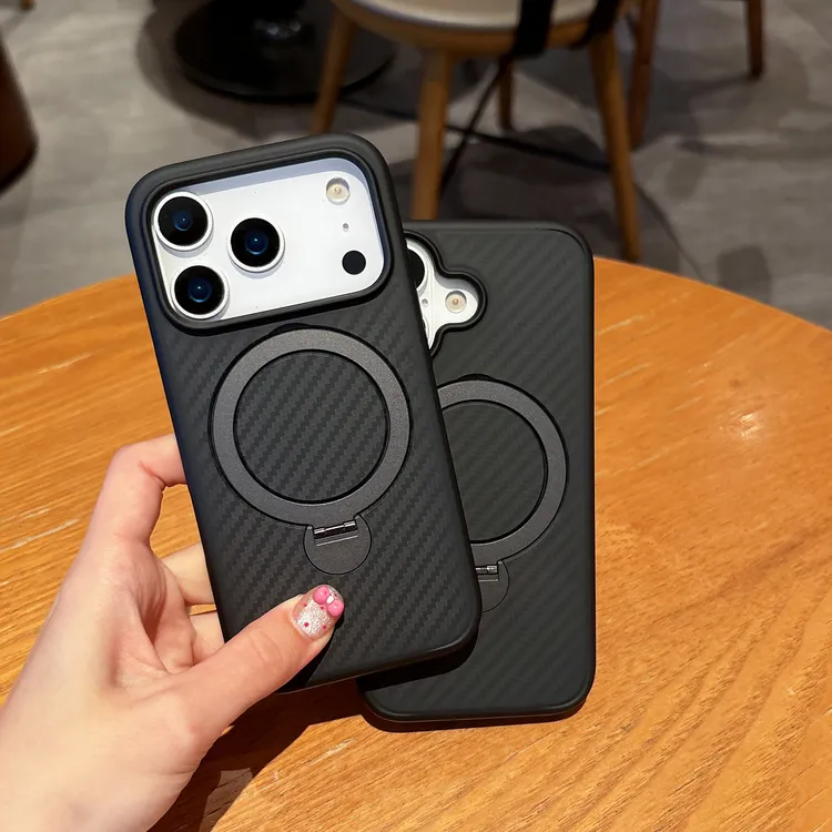 睿享适用于苹果16promax碳纤纹手机壳磁吸支架iphone16/17防摔壳