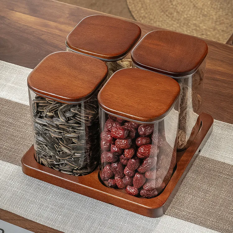 方形玻璃密封干果盘家用客厅茶几瓜子花生坚果盘糖果零食收纳盒