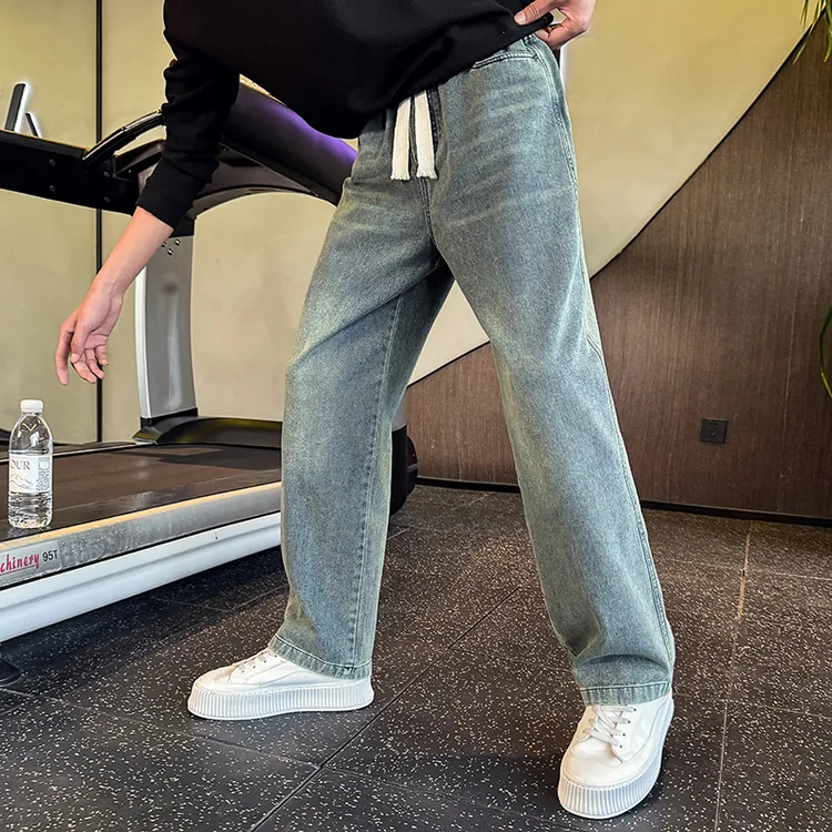 春季新款男士水洗牛仔裤潮流时尚帅气男装裤子宽松百搭直筒休闲裤