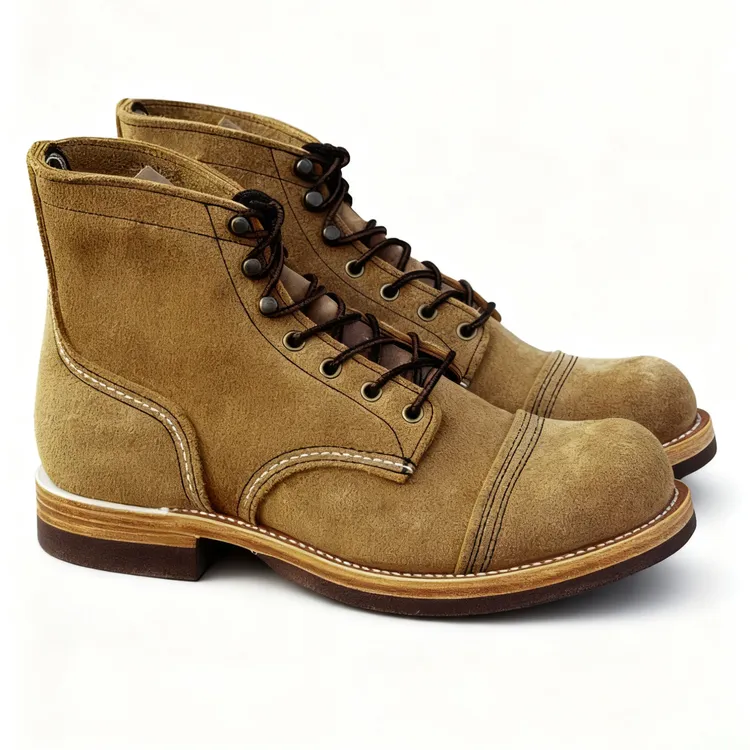 远山大叔8083翻毛皮耐磨圆头冬季时装靴大黄靴工装鞋户外高帮