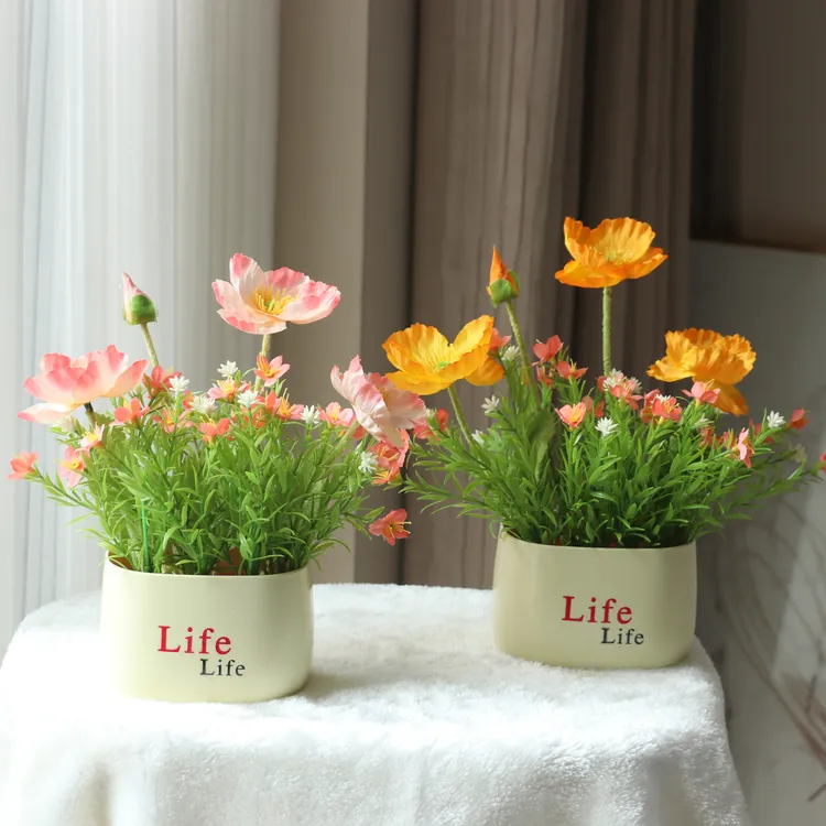 仿真花虞美人花假花干花摆设客厅餐桌花摆花装饰插花艺摆件仿生花