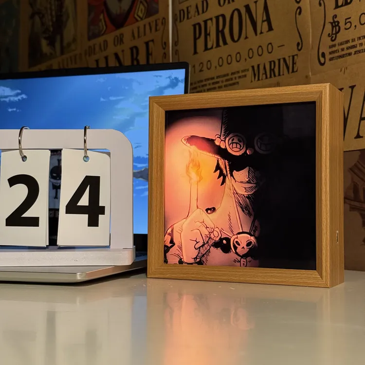 黑科季（动态款）闪烁火焰艾斯创意灯光画摆件桌搭三挡变色16*16