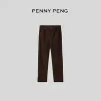 PENNYPENG 时尚图鉴 黑标系列秋冬时尚绒面修身立裁显瘦弹力皮裤
