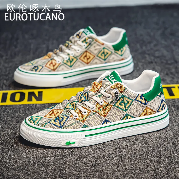 欧伦啄木鸟EUROTUCANO男鞋秋季2025新款休闲一脚蹬帆布鞋运动板鞋