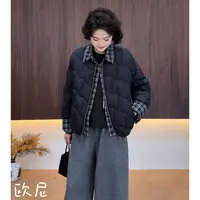 欧尼私服 2025秋冬衬衫假两件拼接羽绒服外套休闲上衣2509C6285