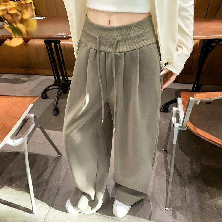 美式复古运动裤女秋季2025新款低腰抽绳宽松直筒垂感休闲阔腿裤子