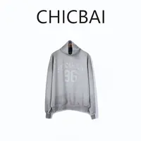 CHICBAI 设计感高领卫衣 马骝工艺脏染字母印花廓形上衣