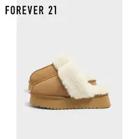 F21真皮棉拖鞋女款2025新款冬季厚底加绒加厚抗寒保暖防滑雪地靴