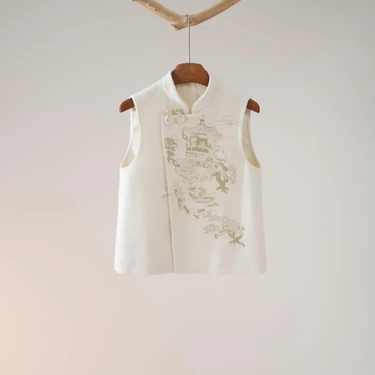  西子/【琼楼玉宇】羊毛呢重工刺绣新中式时尚设计感马甲/MJHY022