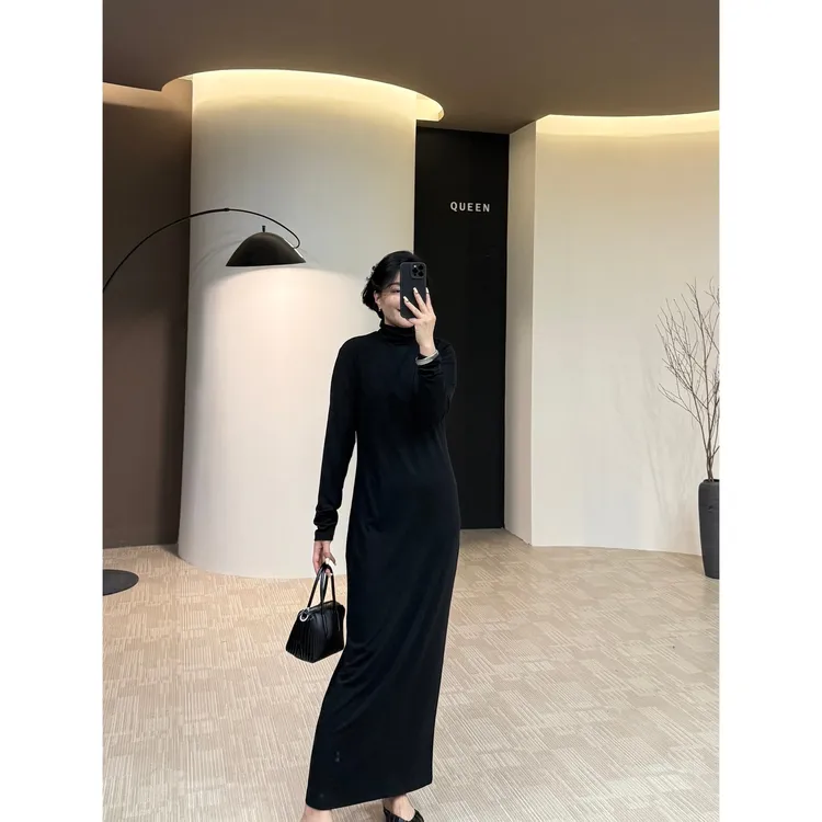 美丽定制极简高领高弹女人味长裙170斤以内（22259）