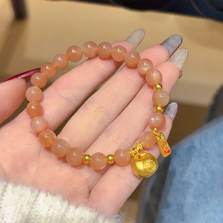 金天福莱 铜合金琉璃手链 小胖福招财纳福手链气质轻奢百搭简约