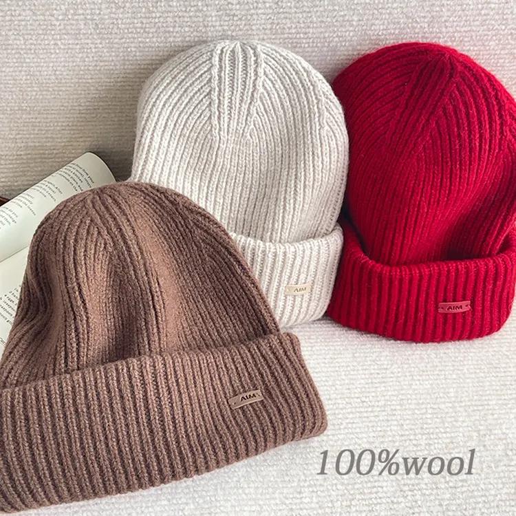 日系高品质100%进口澳洲羊毛针织帽2024秋冬加厚保暖百搭毛线冷帽