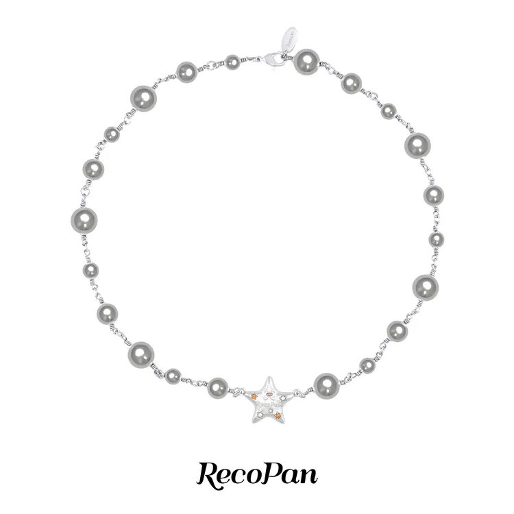 RECOPAN STAY MEDIOCRE 黄铜项链 【宋亚轩同款】棱镜灰珍珠项链