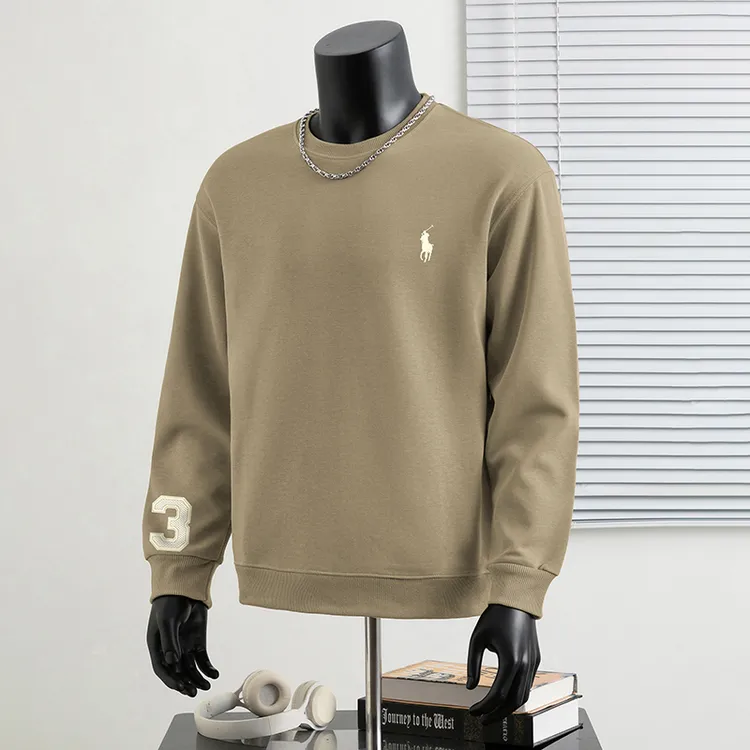 潮牌320g重磅男士卫衣秋冬款加绒保暖无帽圆领3D立体印花长袖t恤