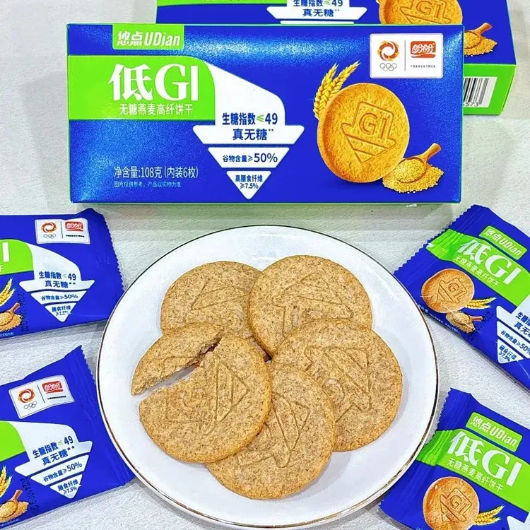 盼盼低GI燕麦高纤早餐健身代餐高纤解馋桃酥无糖晚上晚上充饥食品