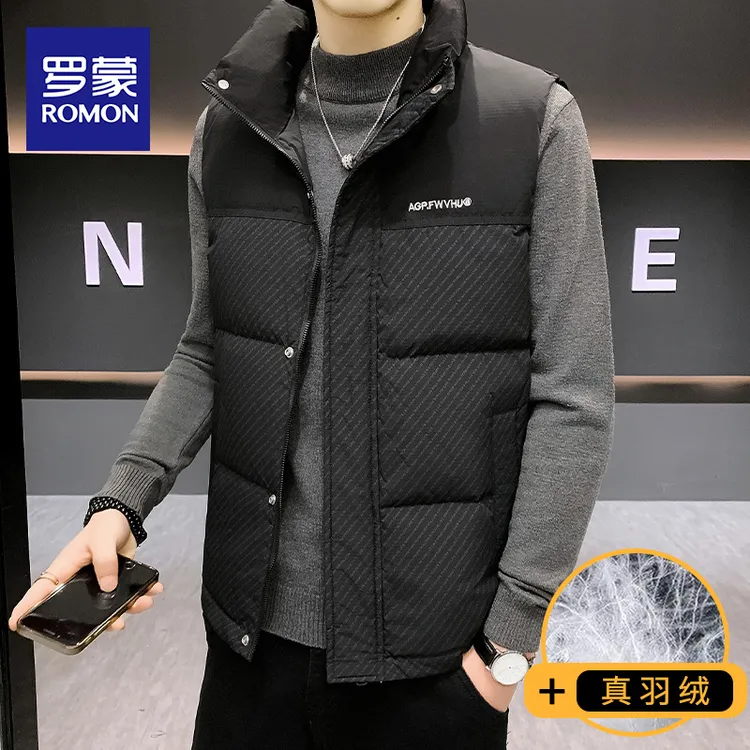 罗蒙新款羽绒马甲男士内外穿中年爸爸装秋冬坎肩保暖羽绒内胆背心