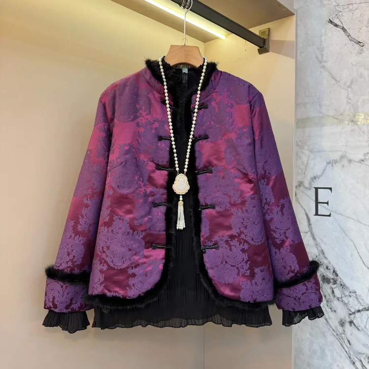 欧货新中式冬提花洋气短款保暖棉服百搭潮流时尚休闲外套1036