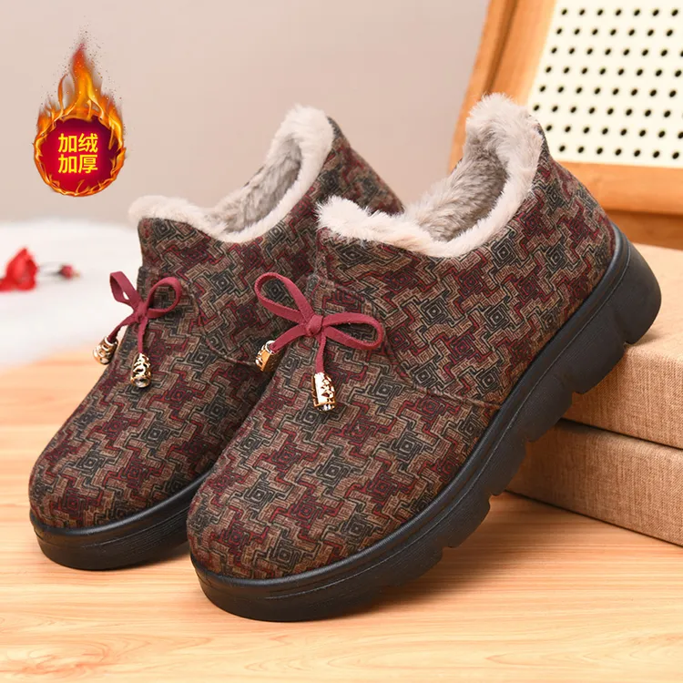 2025冬季加绒老北京布鞋休闲中老年人棉鞋加厚保暖妈妈鞋老太太鞋
