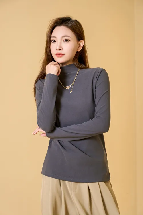 女春秋长袖修身秋冬保暖抗起球半高领内搭T恤纯色
