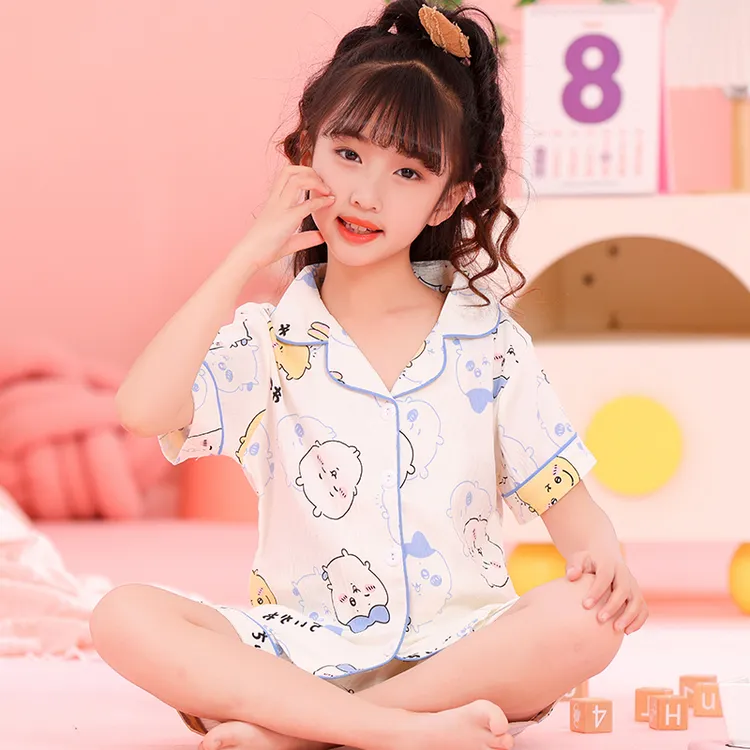 2025新款儿童睡衣女宝夏天亲子装云朵棉短袖可爱女男童夏天家居服