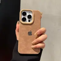 大孔阶梯适用iPhone16pro翻毛皮苹果手机壳华为oppo小米vivo