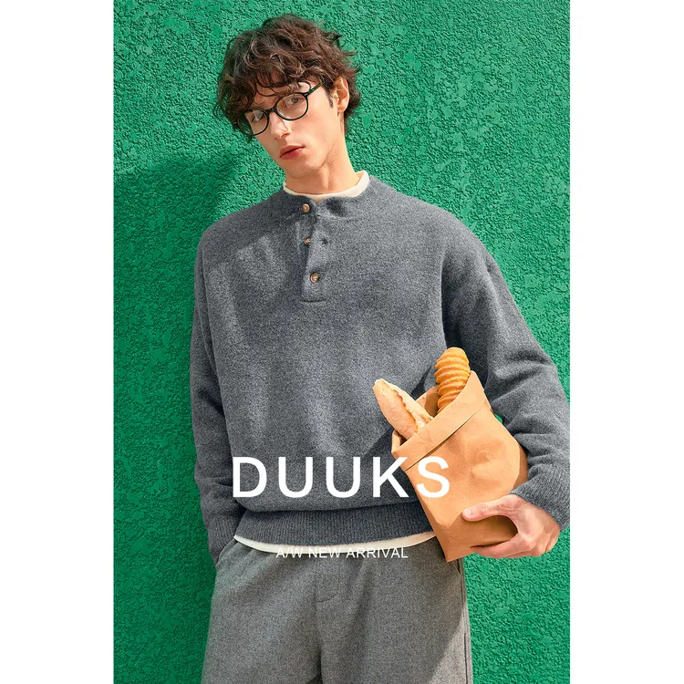 DUUKS亨利领毛衣男加厚冬季半高领羊毛衫2025新款内搭针织打底衫