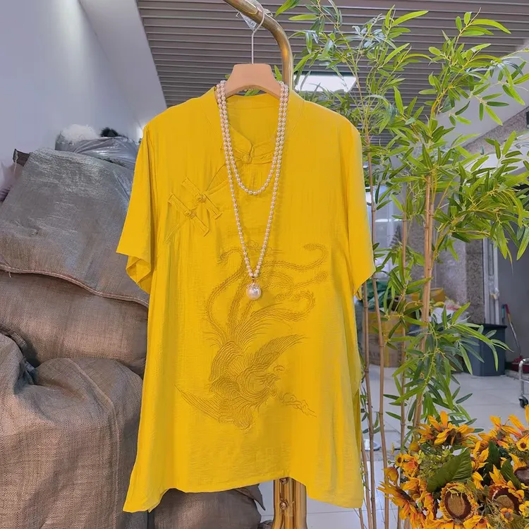 新中式国风刺绣凤凰大衫改良民族风微胖遮肉显瘦盘扣古风8181