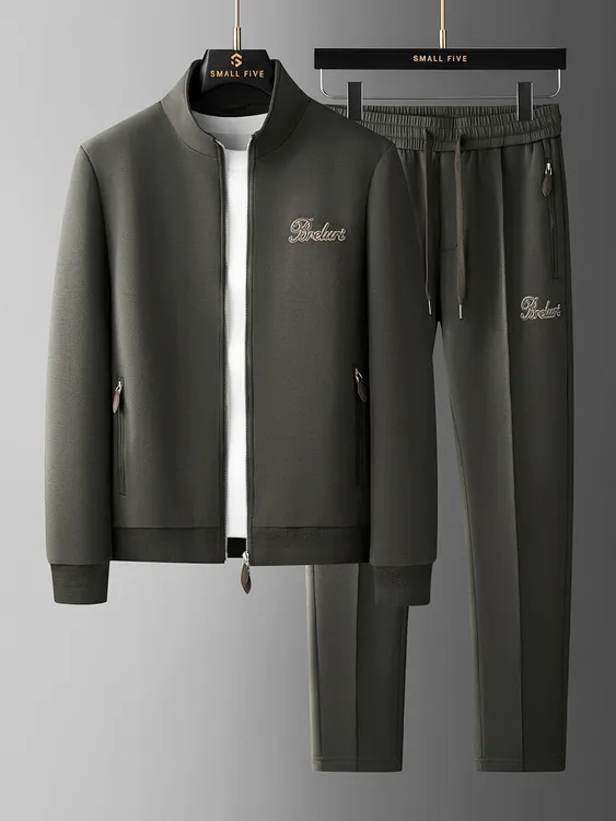 2025秋季新款男士潮流高端亲肤棉感开衫卫衣两件休闲立领运动套装