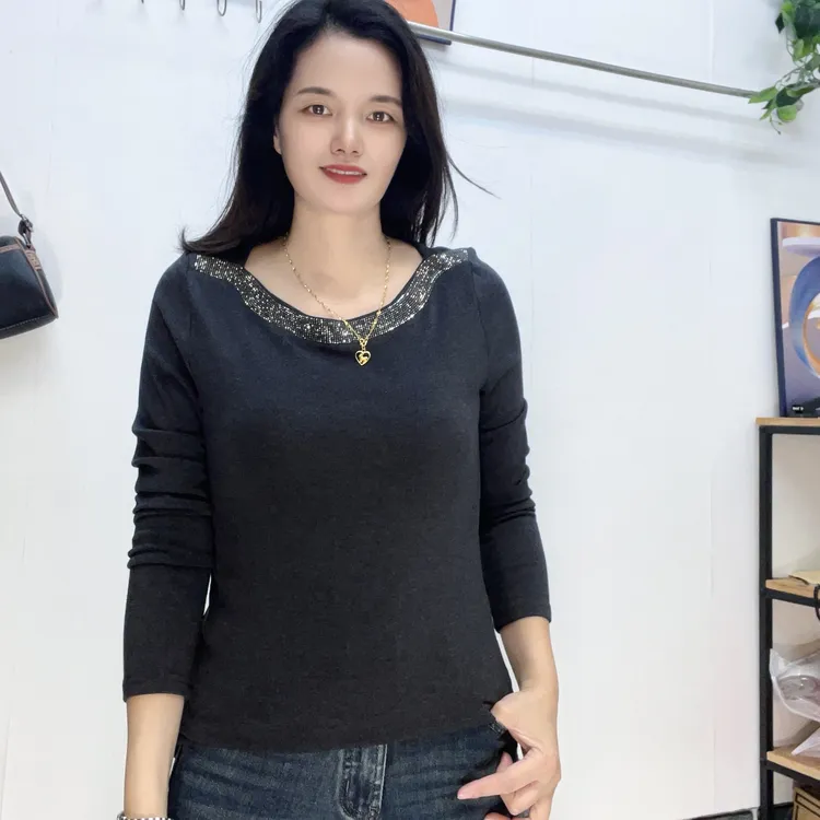 早秋新款一字领上衣6823