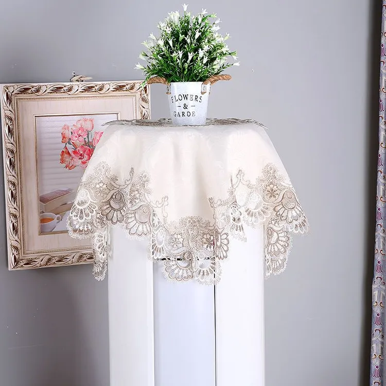 圆柱形立式空调盖巾蕾丝布艺防尘多用盖布圆形格力美的空调柜机罩