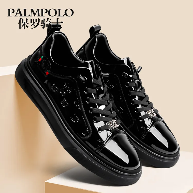 保罗骑士小黑鞋2025秋季新款原创小众板鞋商务男鞋韩版男士休闲鞋